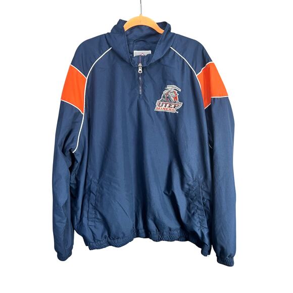 UTEP Miners Windbreaker Sweater Mens Sz XXL 1/4 Zip Pullover College Embroidered - Picture 1 of 16